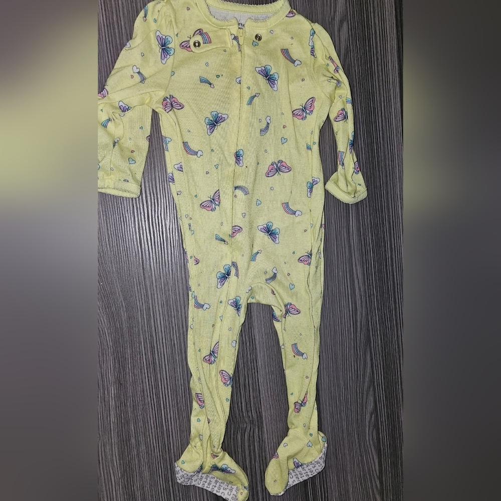 Carters 12m Thin Butterfly Footed Girls Baby Pajama Pj Sleepwear